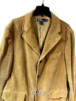 Vintage Polo Ralph Lauren Men's L Tan Wide Wale Corduroy Three Button Blazer