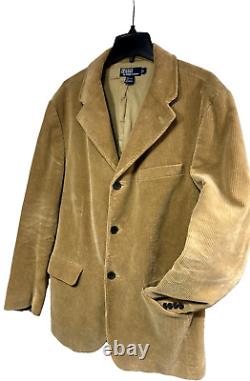 Vintage Polo Ralph Lauren Men's L Tan Wide Wale Corduroy Three Button Blazer