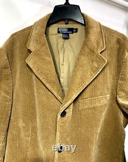 Vintage Polo Ralph Lauren Men's L Tan Wide Wale Corduroy Three Button Blazer