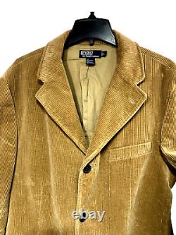 Vintage Polo Ralph Lauren Men's L Tan Wide Wale Corduroy Three Button Blazer