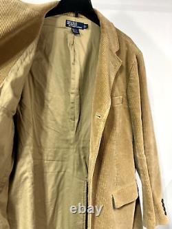 Vintage Polo Ralph Lauren Men's L Tan Wide Wale Corduroy Three Button Blazer