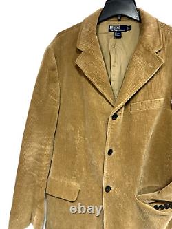 Vintage Polo Ralph Lauren Men's L Tan Wide Wale Corduroy Three Button Blazer