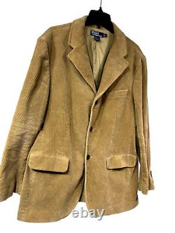 Vintage Polo Ralph Lauren Men's L Tan Wide Wale Corduroy Three Button Blazer