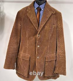Vintage Polo Ralph Lauren Men's L Tan Wide Wale Corduroy Three Button Blazer