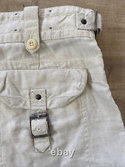 Vintage Polo Ralph Lauren Men's Linen Silk Cargo Shorts Ivory Button Fly Sz 35