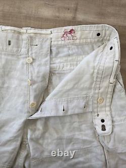 Vintage Polo Ralph Lauren Men's Linen Silk Cargo Shorts Ivory Button Fly Sz 35