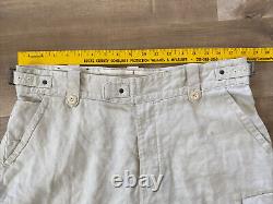 Vintage Polo Ralph Lauren Men's Linen Silk Cargo Shorts Ivory Button Fly Sz 35