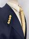 Vintage Polo Ralph Lauren Men's Navy Gold Button Stitch Lapel Sport Coat Sz 42 R