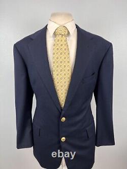 Vintage Polo Ralph Lauren Men's Navy Gold Button Stitch Lapel Sport Coat Sz 42 R