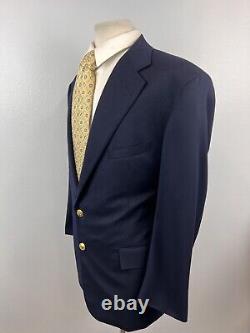 Vintage Polo Ralph Lauren Men's Navy Gold Button Stitch Lapel Sport Coat Sz 42 R