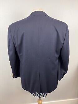 Vintage Polo Ralph Lauren Men's Navy Gold Button Stitch Lapel Sport Coat Sz 42 R