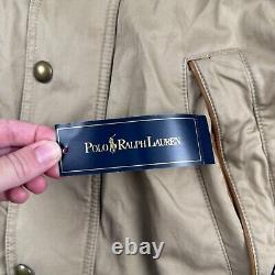 Vintage Polo Ralph Lauren Men's Size Medium Hunting Jacket Leather Accents Khaki