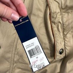 Vintage Polo Ralph Lauren Men's Size Medium Hunting Jacket Leather Accents Khaki