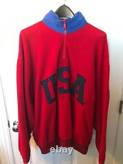 Vintage Polo Ralph Lauren Men's Superman Red USA Polo Fleece Size Large