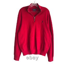 Vintage Polo Ralph Lauren Men's Sweater Size XL Red 1/4 Zip Pullover 100% Cotton