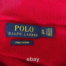 Vintage Polo Ralph Lauren Men's Sweater Size XL Red 1/4 Zip Pullover 100% Cotton