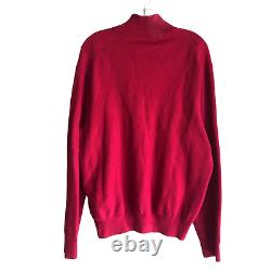 Vintage Polo Ralph Lauren Men's Sweater Size XL Red 1/4 Zip Pullover 100% Cotton