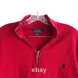 Vintage Polo Ralph Lauren Men's Sweater Size XL Red 1/4 Zip Pullover 100% Cotton