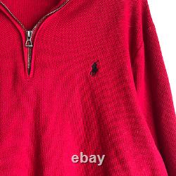 Vintage Polo Ralph Lauren Men's Sweater Size XL Red 1/4 Zip Pullover 100% Cotton