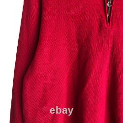 Vintage Polo Ralph Lauren Men's Sweater Size XL Red 1/4 Zip Pullover 100% Cotton