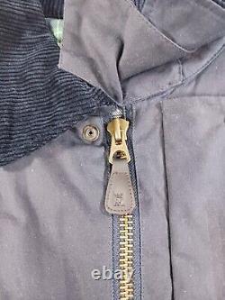 Vintage Polo Ralph Lauren Men's XL Oil Cloth Hunting Jacket Flannel Lined Blue