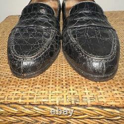Vintage Polo Ralph Lauren Mens 10D Black Alligator Crocodile Penny Loafer Preppy