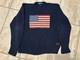Vintage Polo Ralph Lauren Mens Blue Knit Sweater Size L Usa Flag Longsleeve