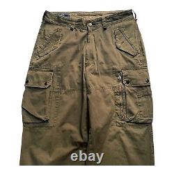 Vintage Polo Ralph Lauren Mens Cargo Olive Green Pants Cotton Size 34/34