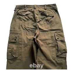 Vintage Polo Ralph Lauren Mens Cargo Olive Green Pants Cotton Size 34/34