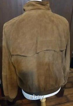 Vintage Polo Ralph Lauren Mens Jacket Sz L Suede Lthr Bomber Houndstooth