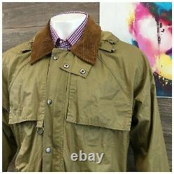 Vintage Polo Ralph Lauren Mens Khaki Safari Jacket Waxed Cotton Rain Coat Size L