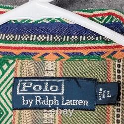 Vintage Polo Ralph Lauren Mens Large Green Blue Orange Aztec Pockets