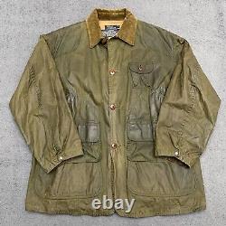 Vintage Polo Ralph Lauren Mens Large Waxed Cotton Hunting Chore Jacket Green USA