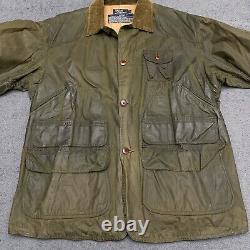 Vintage Polo Ralph Lauren Mens Large Waxed Cotton Hunting Chore Jacket Green USA