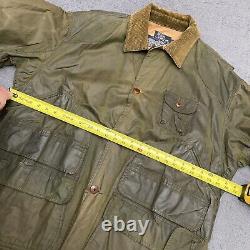 Vintage Polo Ralph Lauren Mens Large Waxed Cotton Hunting Chore Jacket Green USA