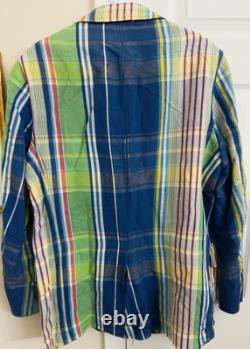 Vintage Polo Ralph Lauren Mens Linen Cotton Plaid Blazer Size Medium Multi-color