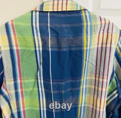Vintage Polo Ralph Lauren Mens Linen Cotton Plaid Blazer Size Medium Multi-color