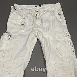 Vintage Polo Ralph Lauren Mens Pants 38x30 White Paratrooper Cargo Military 90s