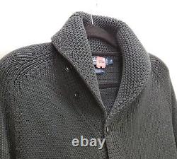 Vintage Polo Ralph Lauren Mens Shawl Neck Striped Cardigan Sweater Medium Heavy