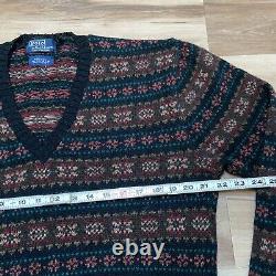 Vintage Polo Ralph Lauren Mens Sweater Large Great Britain Wool Fair Isle Pocket