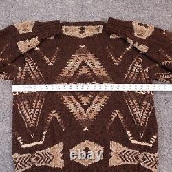 Vintage Polo Ralph Lauren Mens Sweater XL Brown Country Aztec Navajo Wool Silk