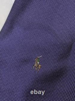Vintage Polo Ralph Lauren Mens Tie, Solid Purple With Pony Logo, Hand Made