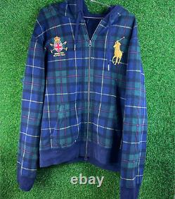 Vintage Polo Ralph Lauren Mercer Club ZIP Hoodie Mens 2xL Green Tartan Plaid