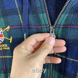 Vintage Polo Ralph Lauren Mercer Club ZIP Hoodie Mens 2xL Green Tartan Plaid