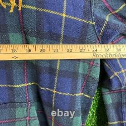 Vintage Polo Ralph Lauren Mercer Club ZIP Hoodie Mens 2xL Green Tartan Plaid