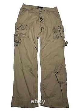 Vintage Polo Ralph Lauren Military Cargo Pants Tan Size 34x32 Paratrooper AM8