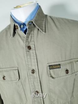 Vintage Polo Ralph Lauren Military Safari Work Shirt Olive Bush cotton Men L