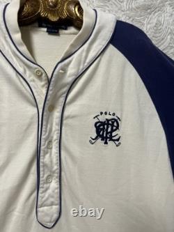 Vintage Polo Ralph Lauren Monogram Crest Long Sleeves Baseball Jersey Shirt XL