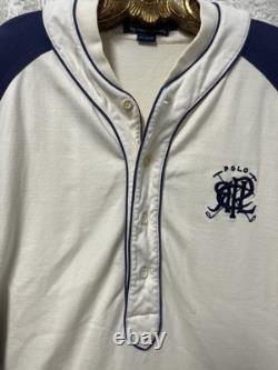 Vintage Polo Ralph Lauren Monogram Crest Long Sleeves Baseball Jersey Shirt XL
