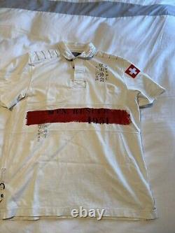 Vintage Polo Ralph Lauren Mountain Rescue White & Red Rugby Shirt Men's Size L
